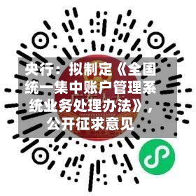 央行：拟制定《全国统一集中账户管理系统业务处理办法》，公开征求意见-第2张图片