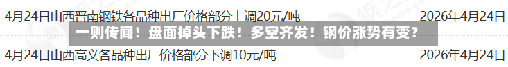 一则传闻！盘面掉头下跌！多空齐发！钢价涨势有变？-第1张图片