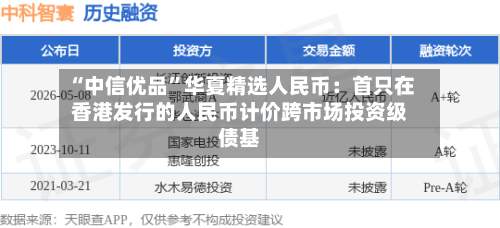 “中信优品	”华夏精选人民币：首只在香港发行的人民币计价跨市场投资级债基-第3张图片